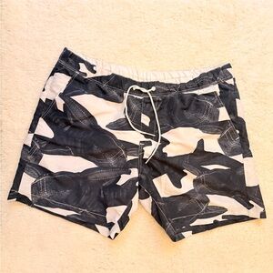 G-Star Black and White Patterned Swim Trunks